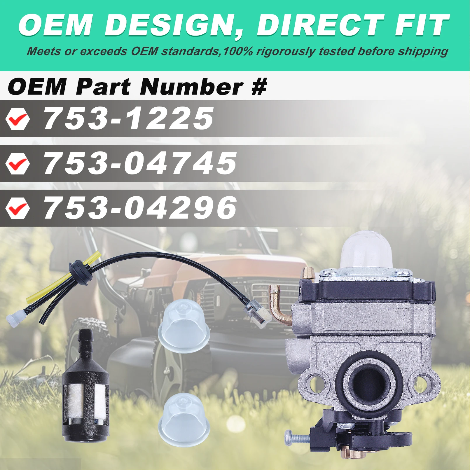 Фото 753-1225 Карбюратор для Troy-Bilt TB525CS TB575SS TB26TB TB475SS TB490BC TB425CS Триммер MTD MP425 MP426CS MP475 Ryobi 825R 650R №4