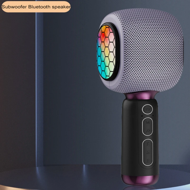 

2022 Bluetooth караоке-микрофон для телефона, беспроводной портативный ручной микрофон, динамик светодиодный светильник кой, волшебный звук, пени...