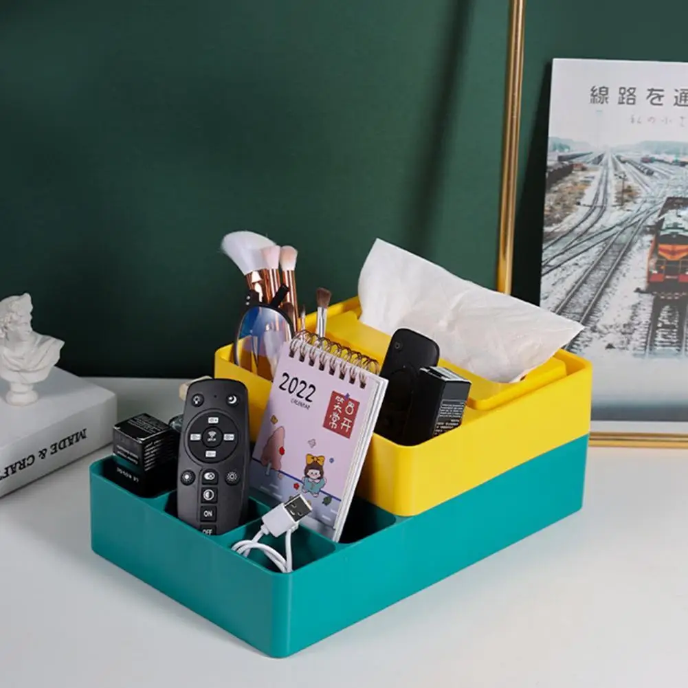 

Dust-proof Unbreakable Refillable Multi-functional Table Remote Control Sundries Organizer Tissue Box for Living Room