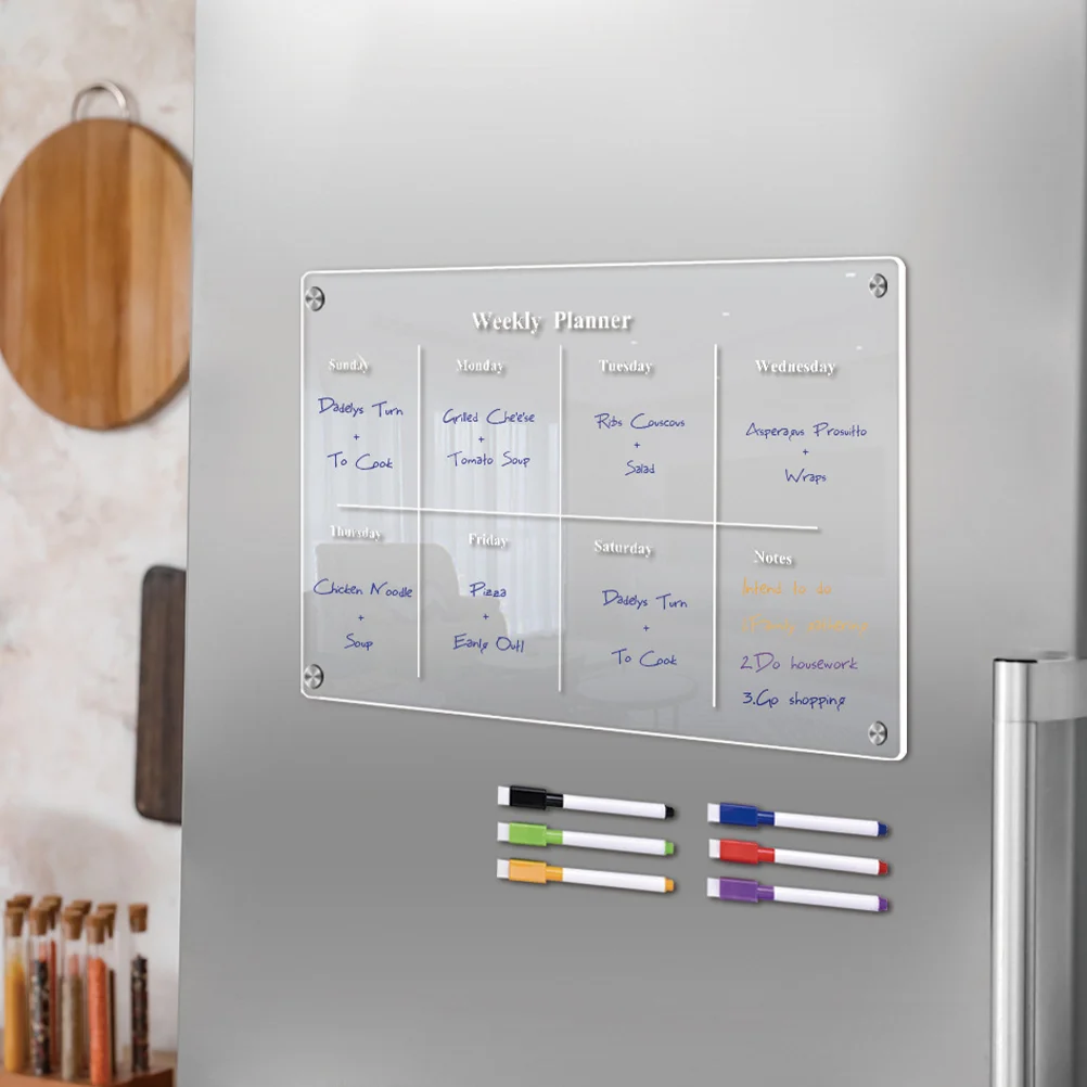 

1 set of Fridge Calendar Dry Erase Magnetic White Board Fridge Week Planner White Board