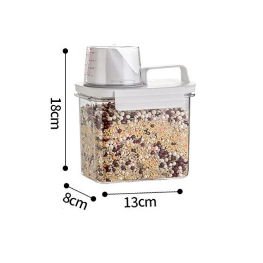 

1pc 1100/1800/2300ml Sealed Food Storage Box Cereal Candy Dried Jars With Lid & Cup Fridge Storage Containers Kitchen Organizer