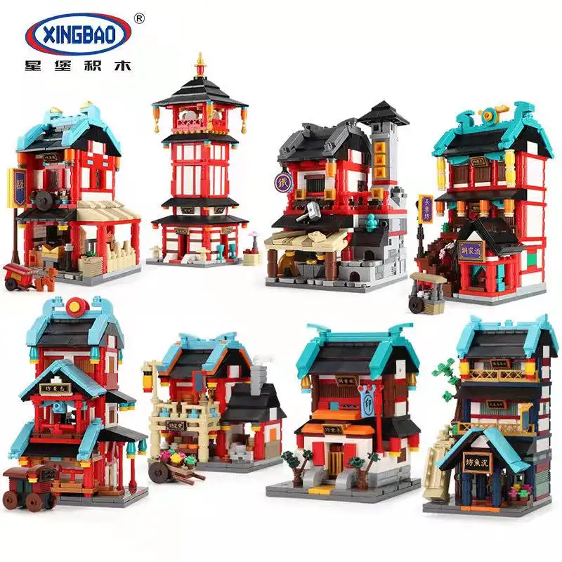 

Xingbao The New Mini Chinatown high-tech Building Blocks Tang Dynasty style Chang'an City“Zhenyuanfang”Tower Model Bricks