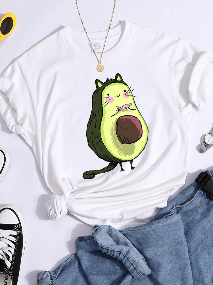 

Футболка Летняя дышащая с коротким рукавом и принтом авокадо