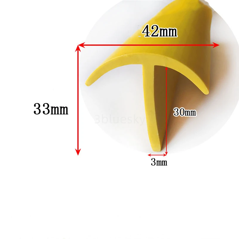 Резиновая T-образная лента, стеклянная, металлическая, деревянная панель, кромка, оболочка, крышка автомобильного кабеля, солнечная, фотогальваническая, уплотнительная, 42x33 мм, желтая