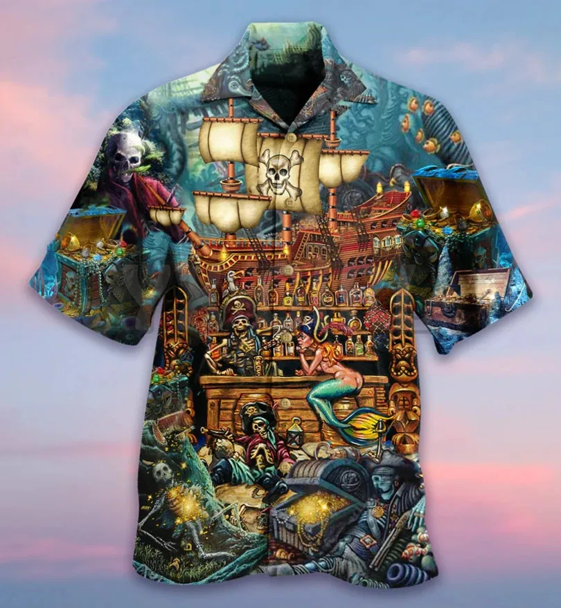 Skull Guitar 3D All Over Printed Hawaiian Shirt Men's For Women's Harajuku Casual Shirt Unisex