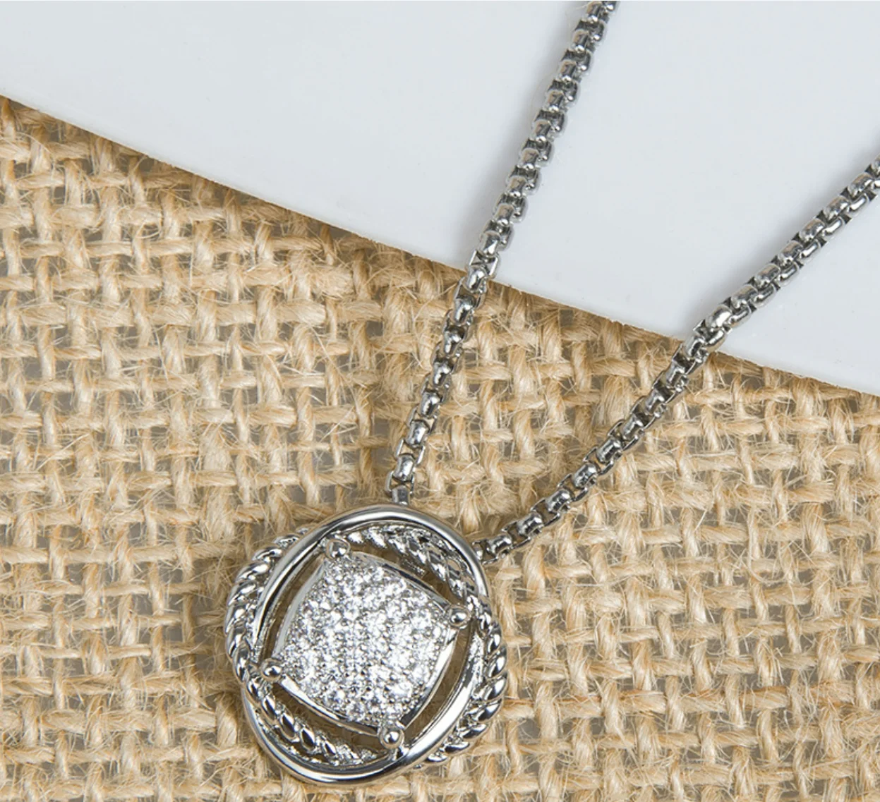 David Yurman 11mm Cubic Zirconia Full Pavé Pendant Necklace Iced Out Entwined Loops Design Personalized  for Women