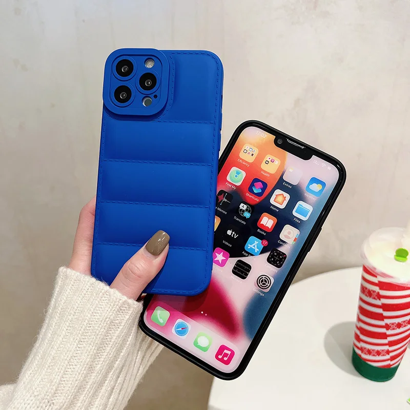 new fashion brand down jacket phone case for iphone 13 12 11 pro x xr xs max 7 8 plus se2020 the puffer case soft silicone cover free global shipping