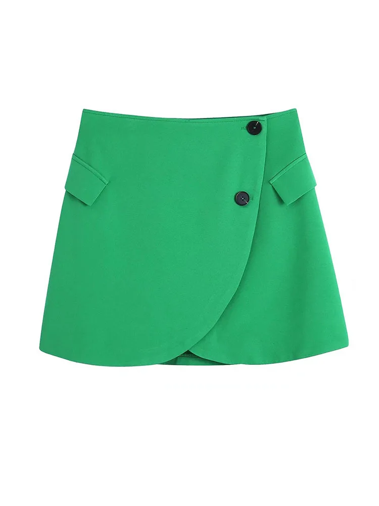 

Женская мини-юбка на пуговицах, винтажная мини-юбка с высокой талией и карманами, лето 2022