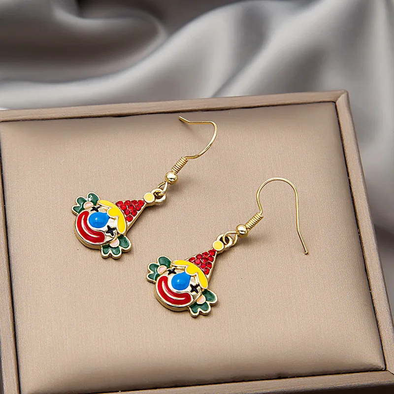 

Summer Circus Troupe Joker Design Earrings For Women Men Girls Funny Metal Party Club Style Accessory Female Jewelry
