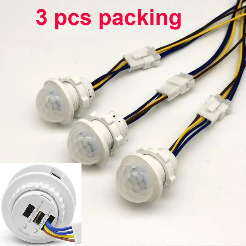 

3PCS Home Indoor Outdoor PIR Smart Switch Detection 110V 220V Infrared Light Motion Sensor Auto Detector Switch Time Mode Adjust