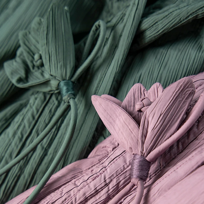 2023 Spring Thin Long Coat Women Hooded 85%  White Goose Down  Chinese Style  Covered Button  Appliques Jackets