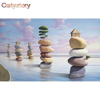 gatyztory painting by numbers kits for adults handmade unique gift stone landscape oil paint by number 40x50 framed wall arts