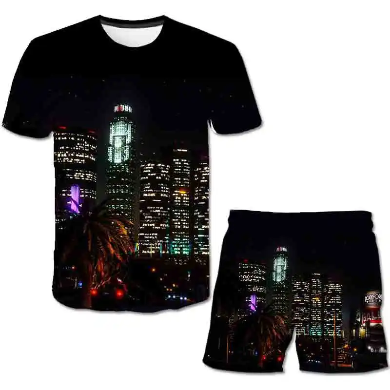 

Grand Theft Auto Kids Tops Tees Shorts 2 Pcs Sets Fashion Boys Girls New Cartoons Casual Suits Children's GTA5 Costumes Outfits