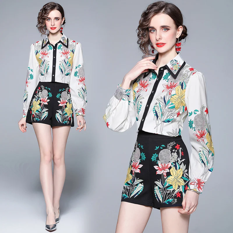

2022 new spring and summer women's fashion suit jacket shirt skirt two-piece set