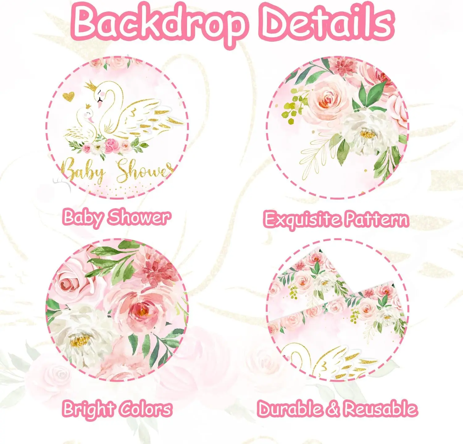 Sursurprise 5x3 фута Белый лебедь розовый цветочный фон детский душ фотография для