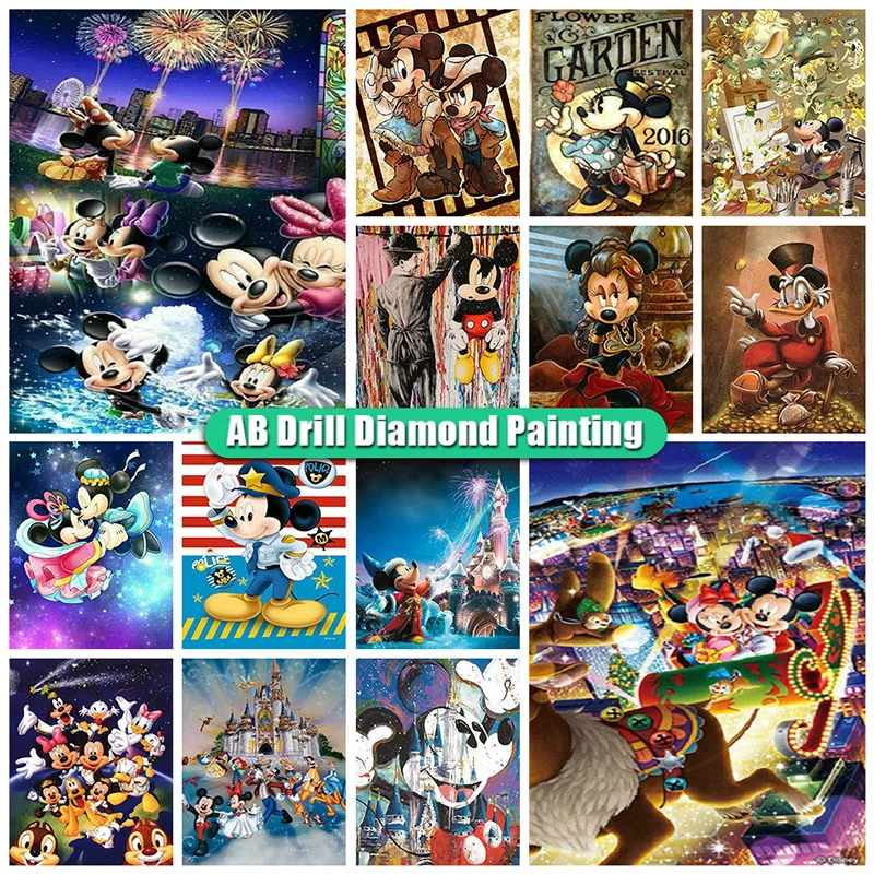 

AB Diamond Painting Disney mickey mouse Kit 5D DIY Diamond Embroidery Mosaic Cartoon Picture Crafts Art Cross Stitch Home Decor