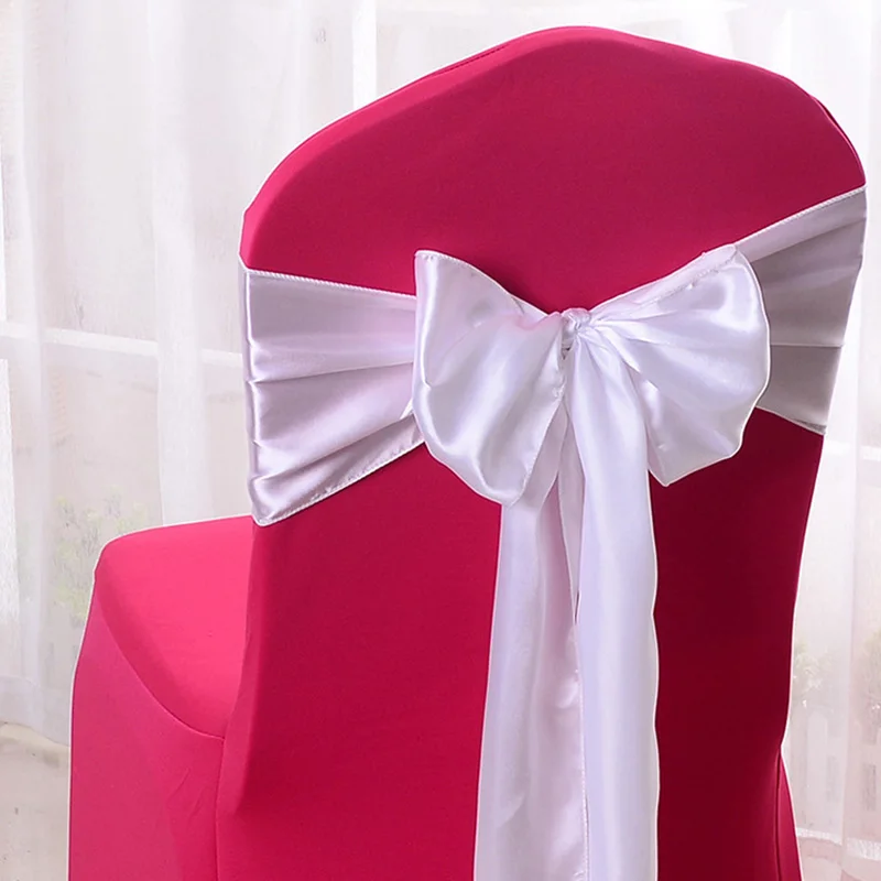 Solid Colors Hotel Restaurant Chair Sashes Band Chair Tie Chair Satin Bowknot Elastic Bandage Banquet Wedding Party Cute