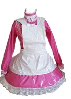 sissy dress lockable maid pvc long sleeved long skirt pleated independent apron role play costume customization