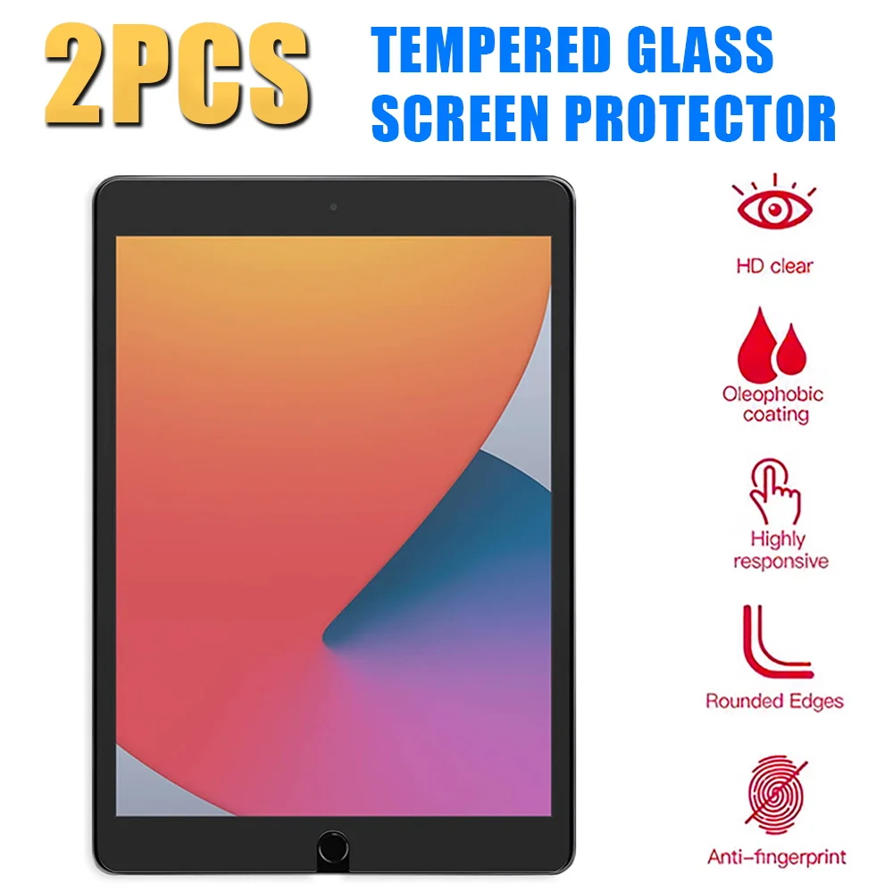 

2Pcs Tempered Glass for IPad 9th Generation 10.2 Inch 2021 Tablet Screen Protector Cover Full Coverage Screen for IPad 9th