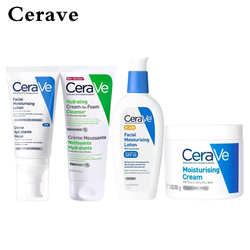 

2PCS CeraVe Moisturizing Facial Lotion AM PM for Night 52ml Hydrating Facial Cleanser Repair Barrier Nicotinamide Ceramide
