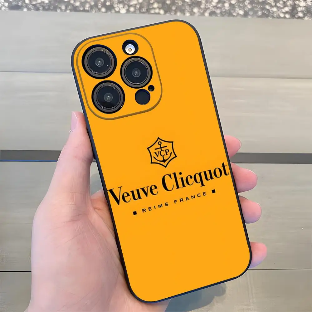 Фото Модный чехол V-Veuve Of C-Clicquot для iPhone 17 Air 16 E Pro Max 15 14 13 Mini 12 Pro 11 Max Plus, черный, мягкий, силиконовый №2