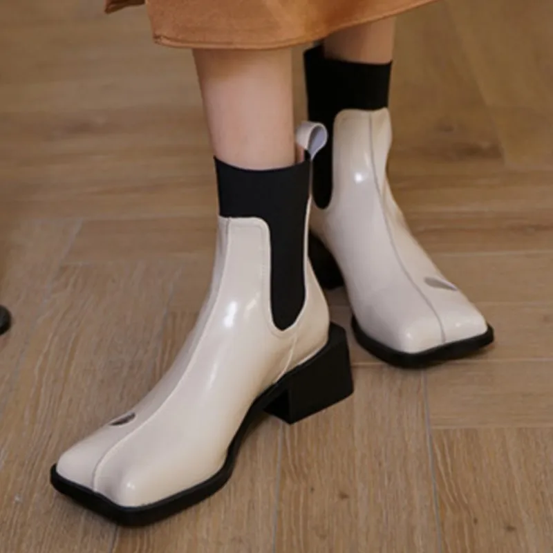 

Dilalula Novelty Popular Women Ankle Boots Brand Design New Genuine Leather Thick Heels Shoes Woman Autumn Winter Casual Working