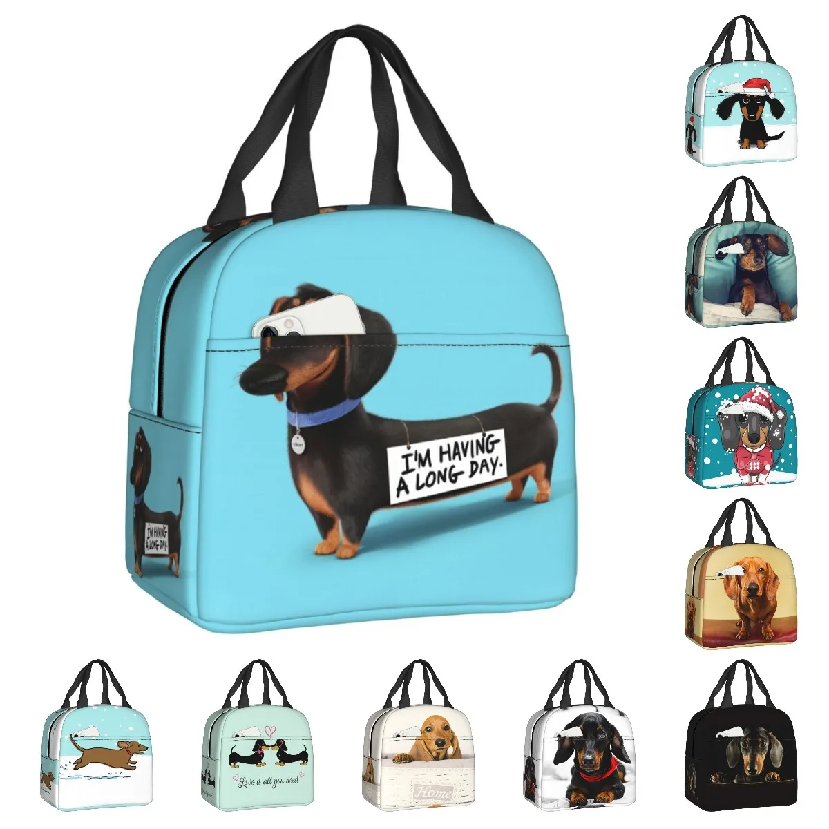 

Dachshund Dog Insulated Lunch Bag for Women Waterproof Sausage Wiener Badger Thermal Cooler Lunch Box Office Work School
