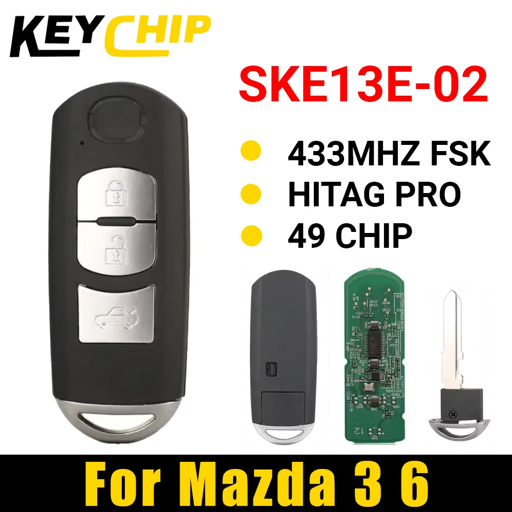 

KC SKE13E-02 Mazda 3 6 Mazda3 Mazda6 20172018 2019 433 МГц PCF7945P ID49 Чип бесконтактный вход без ключа Go Smart Car Remote Key