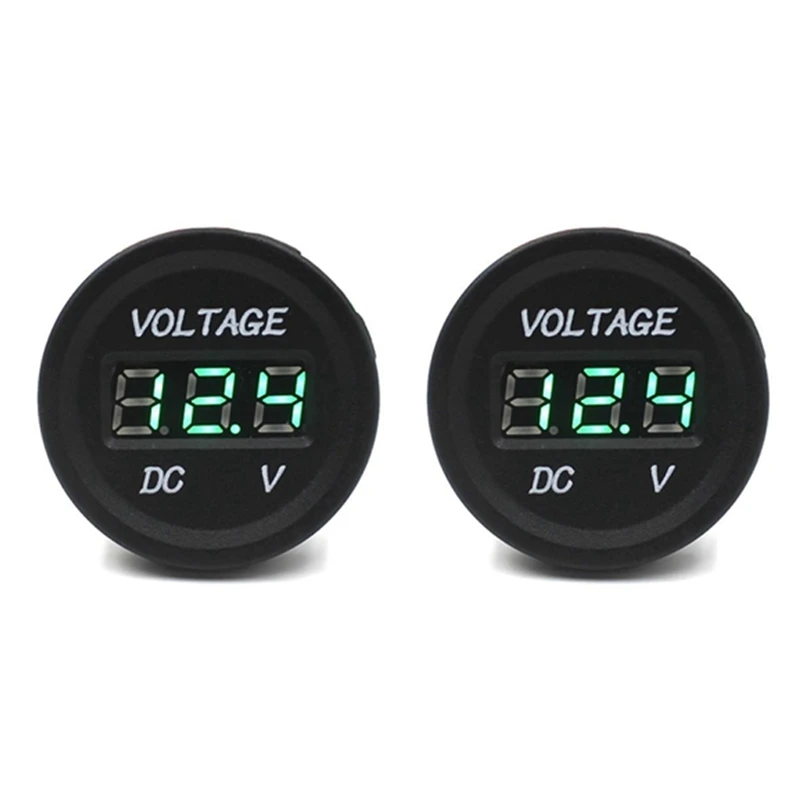 

2X Car Motorcycle Waterproof LED Digital Display Voltmeter 12V-24V DC (Green)