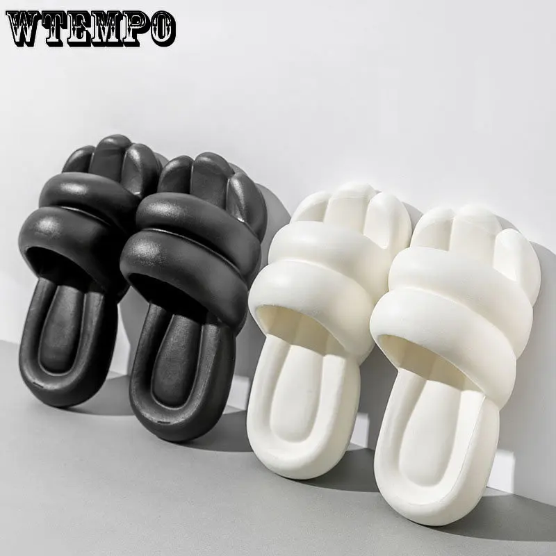 WTEMPO Fashion Slippers Cute Non-slip Couple Sandals Summer Slide Shoes EVA Outdoor Beach Soft Thick Platform Flip Flops