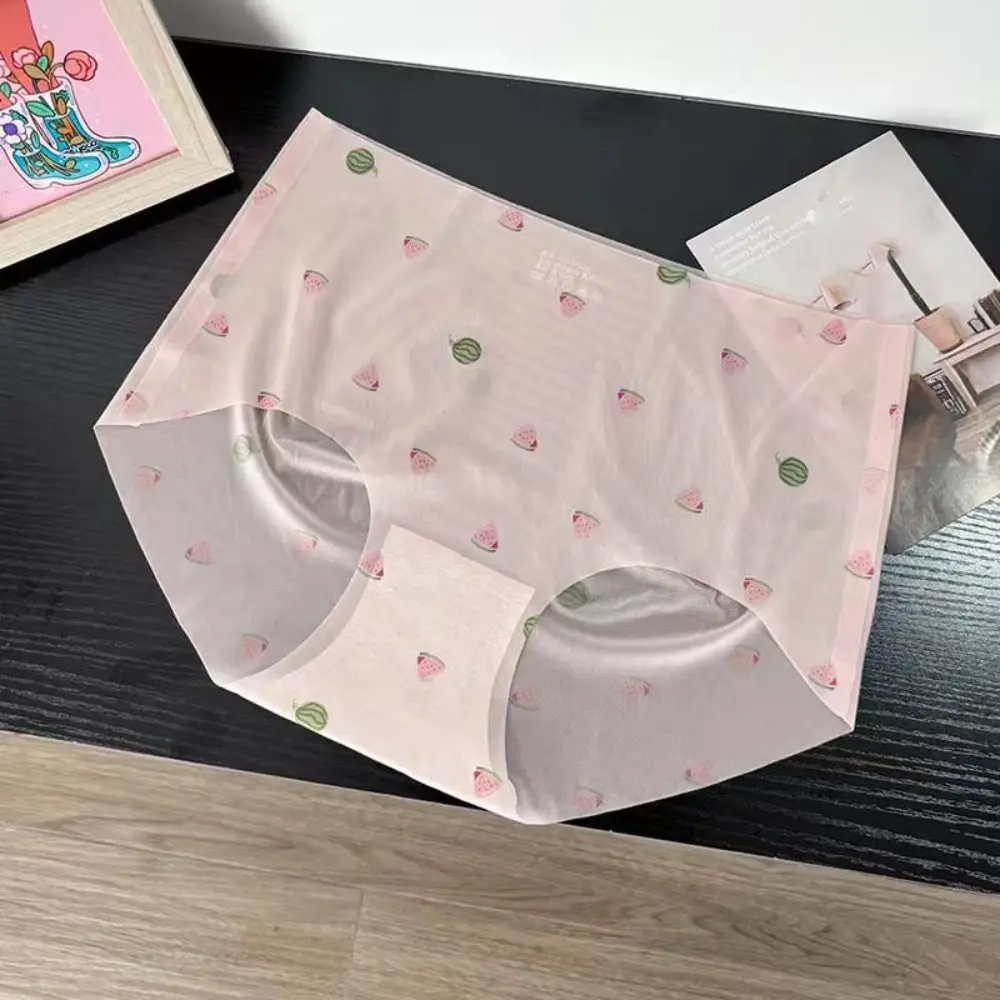 Модные трусики из ледяного шелка с арбузом хлопковые тонкие бесшовные трусы