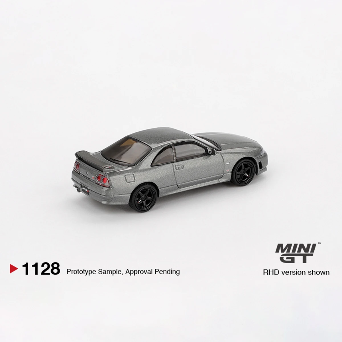 Фото В наличии, готов к отправке: MiniGT 1128 1:64 Nissan Skyline GT-R R33, металлик, темно-серый, праворульный, литая модель автомобиля # 1128 №3