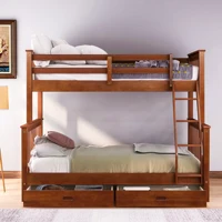 (US Stock) Modern Twin-Over-Full Bunk Bed with Ladders and Two Storage Drawers