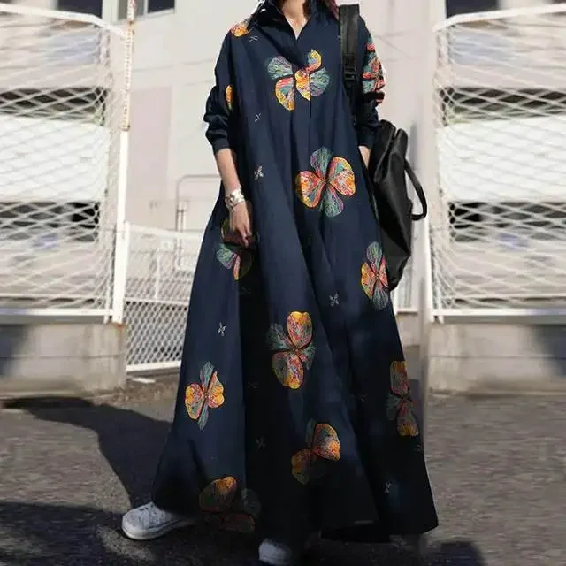 Женское платье-макси с длинным рукавом 4 цвета