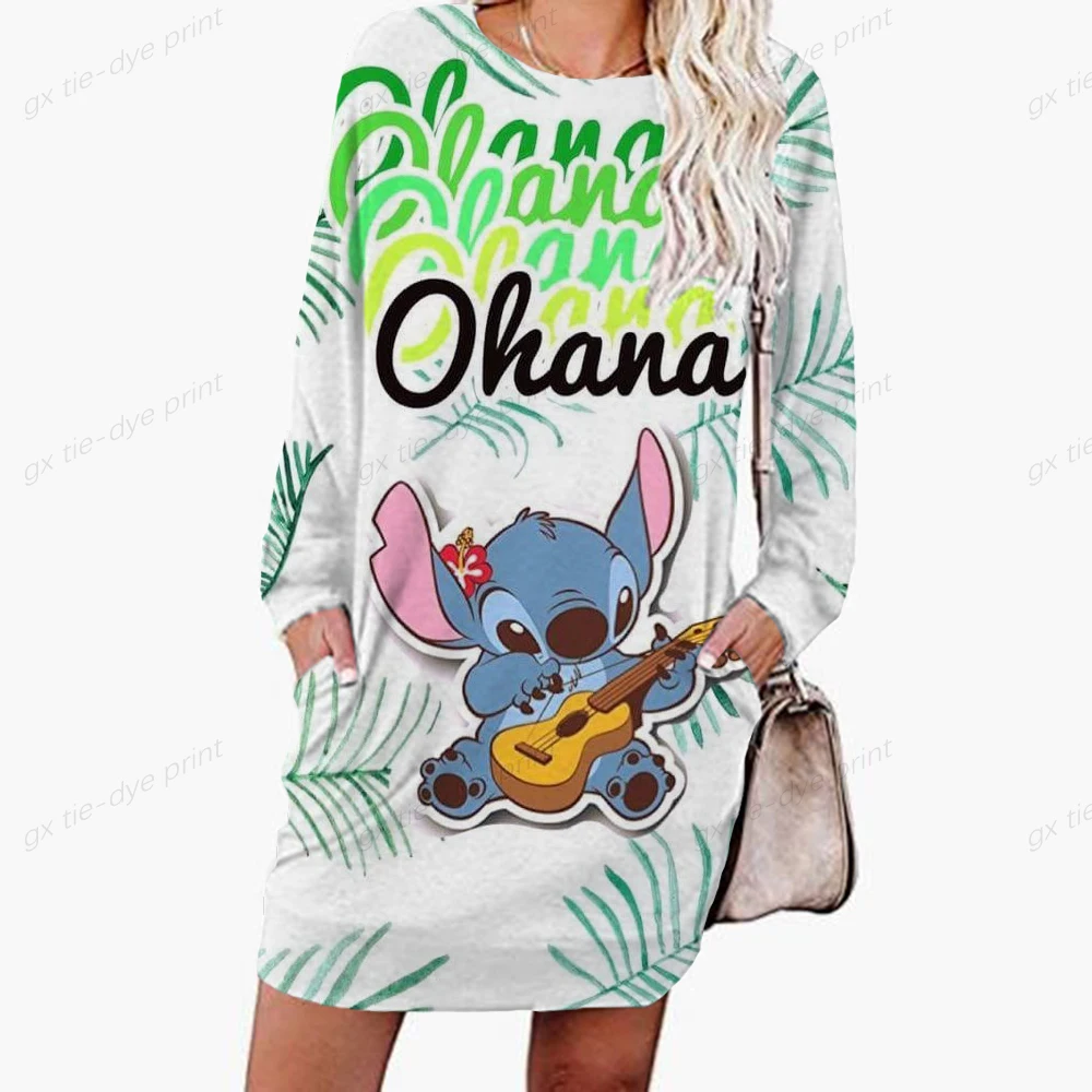 

With Hood Y2k Sweater Dress Luxury Party Stitch Kawaii Hoodie Dresses Fashion Long Sleeves Woman Clothes Mini Women 2022 Disney