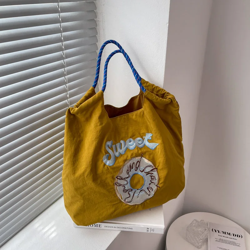 

Women's Nylon Letter Casual Tote Large Capacity Bag Female Designer Shoulder Fashion Shopping Travel Handbags for Mall Shop