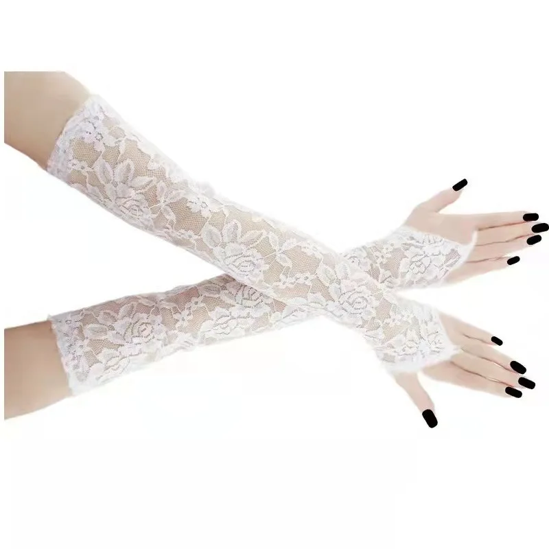 

Женские кружевные перчатки, элегантные длинные перчатки без пальцев, летние перчатки для свадьбы, ужина, вечеринки, перчатки
