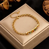 xiyanike 316l stainless steel bracelet for women colorful zircon gold color chain vintage exquisite trendy design jewelry%e2%80%8b gifts