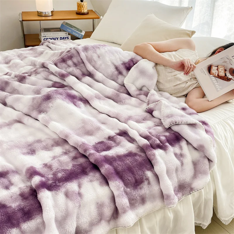 Фиолетовое одеяло Tie Dye мягкие одеяла для дивана кровати легкие плюшевые удобные
