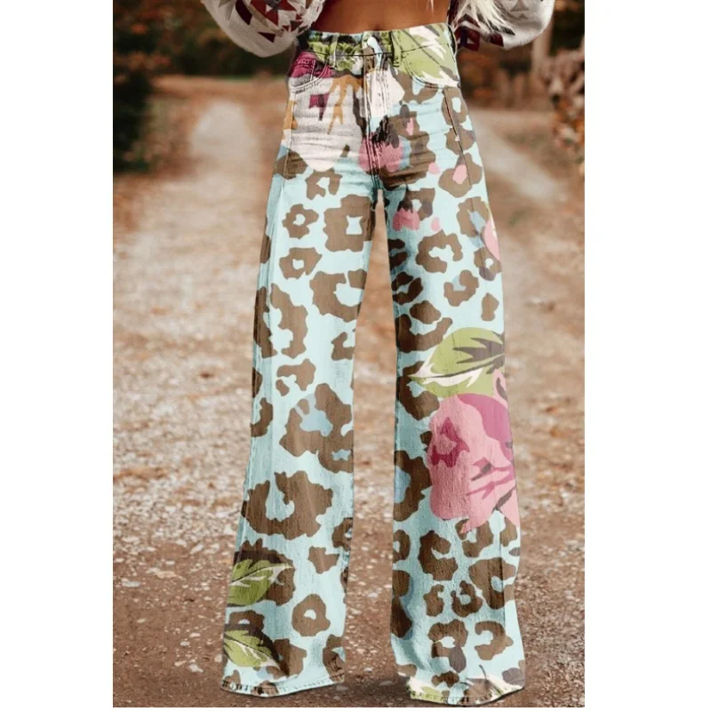 Популярные женские джинсы в стиле ретро с 3D-принтом. Удобные облегающие