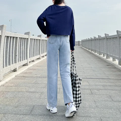Women's Jeans 2023 Trend Female Clothing Newjeans Straight Leg Jeans Woman High Waist Korean Fashion Denim Y2k Streetwear Pants