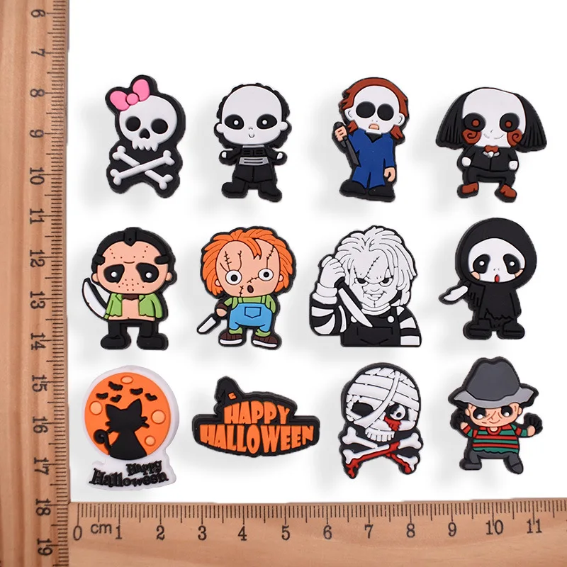 100PCS Halloween Shoe Charms - PVC Shoe Bracelet Wristband Accessories for Girl Boys Adults Men Women Party Favor Gifts