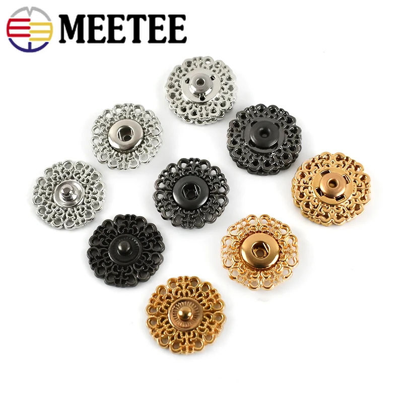 

Meetee 20sets Metal Snap Buttons Hollow Invisible Coat Jecket Stud Fastener Buckles DIY Clothing Sewing Decor Accessories D2-1