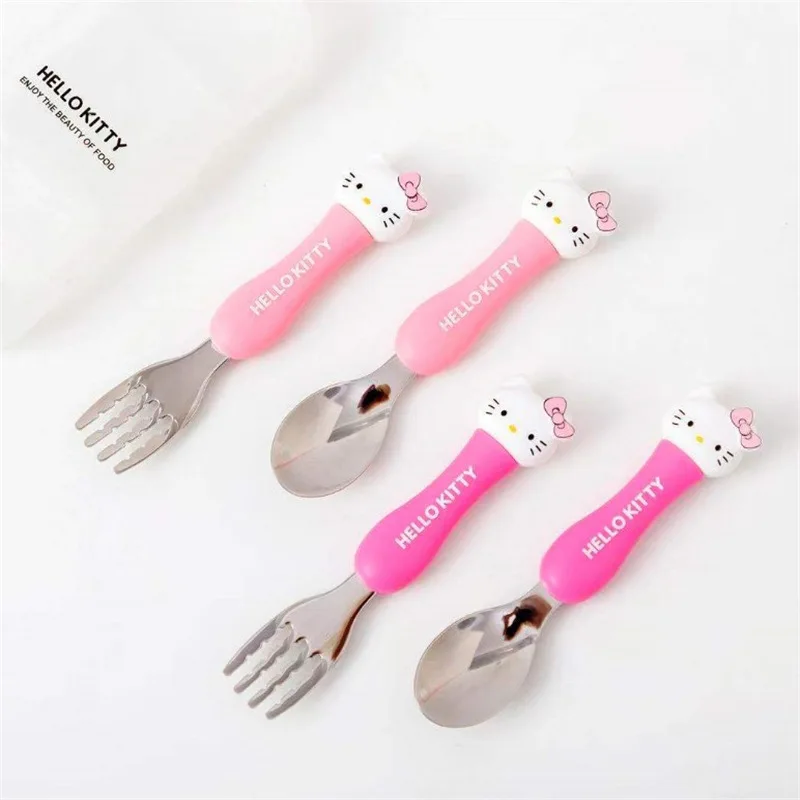 

Cute Hellokitty New Tableware Cartoon Children 304 Stainless Steel Tableware Spoon Fork 2-Piece Set