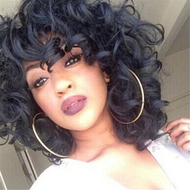 

Short Curly Lace Front Human Hair Explosive Shape With Baby Hair Brazilian Remy Hair For Women Pre-Plucked Wig