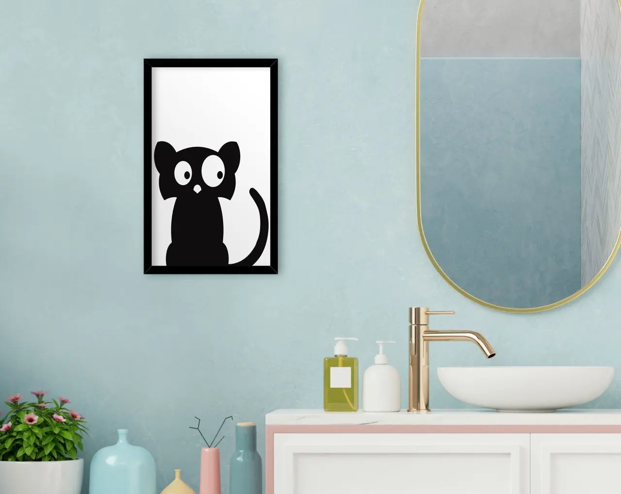 

BK Home Bathroom Decorative Wood Black Framed Tablo-2 Modern Convenient Reliable Decoration Gift Quality Design Simple