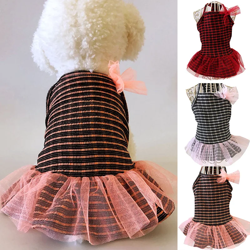 

Cute Stripe Mesh Pet Suspender Skirt Cat Sling Princess Dress Dog Skirt Dog Dress Pet Summer Dress Pet Clothes