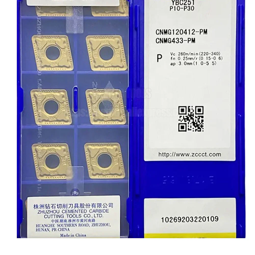 

ORIGINAL ZCC CNMG120412-PM YBC251 CNMG 120412- DM Turning Inserts CNMG433 Semi Finishing For Steel Free Shipping