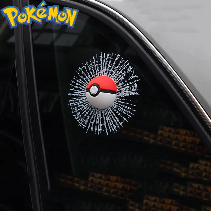 

Pokemon Anime Around 3D Tennis Ball Broken Glass Car Stickers Poke Ball Car Body Decoration Stickers Children's Toys Gifts