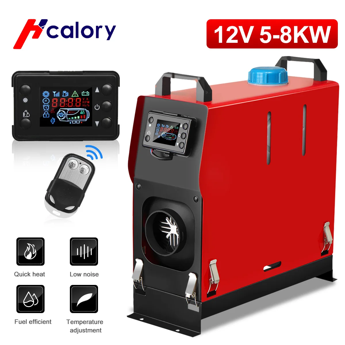 $79.98 HCalory 5-8KW 12V All in One Car Heater Diesel Single Hole LCD Monitor Parking Warmer For Car Truck Bus Boat RV Air Heater